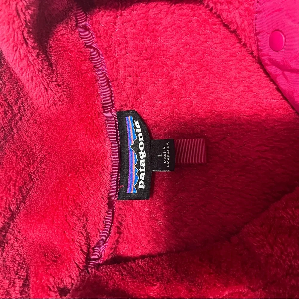Patagonia Pink Teddy Jacket Plush Fleece High Collar - Picture 2 of 4